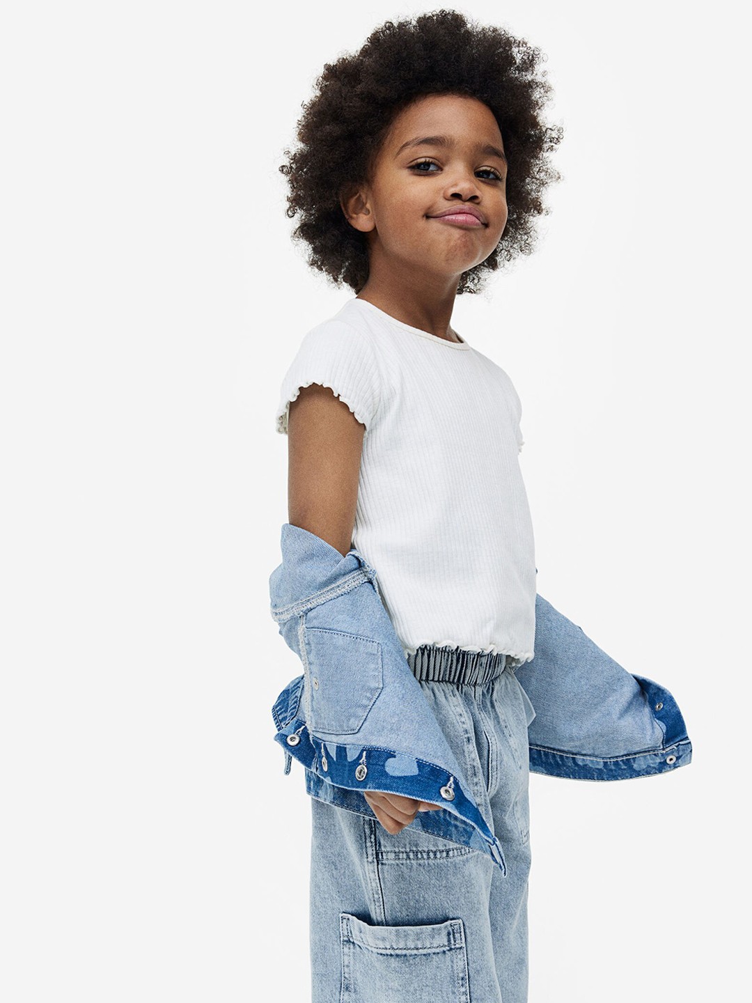 

H&M Girls Cargo Pull-On Trousers, Blue