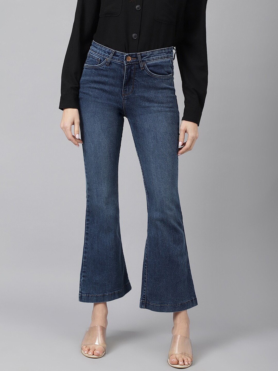 

Xpose Women Comfort Wide Leg High-Rise Light Fade Stretchable Jeans, Blue