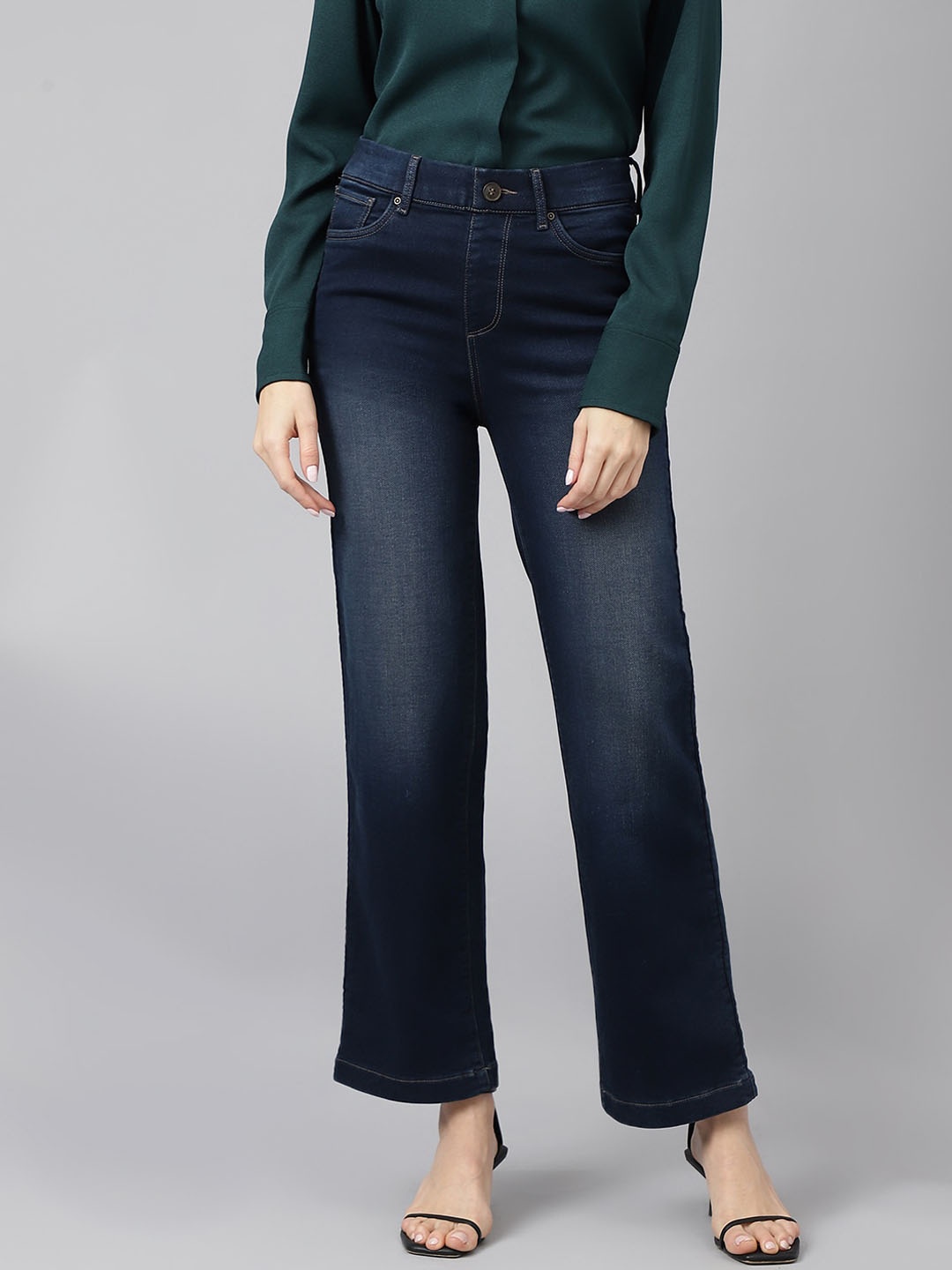 

Xpose Women Comfort Wide Leg High-Rise Light Fade Stretchable Jeans, Blue