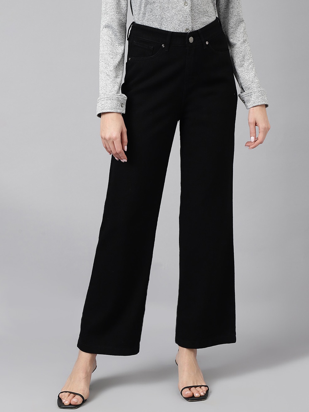 

Xpose Women Comfort Wide Leg High-Rise Pure Cotton Jeans, Blue