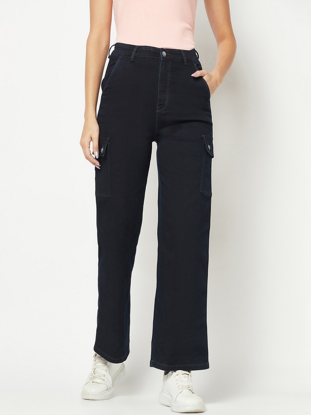 

Crimsoune Club Women Comfort Wide Leg High-Rise Stretchable Jeans, Navy blue