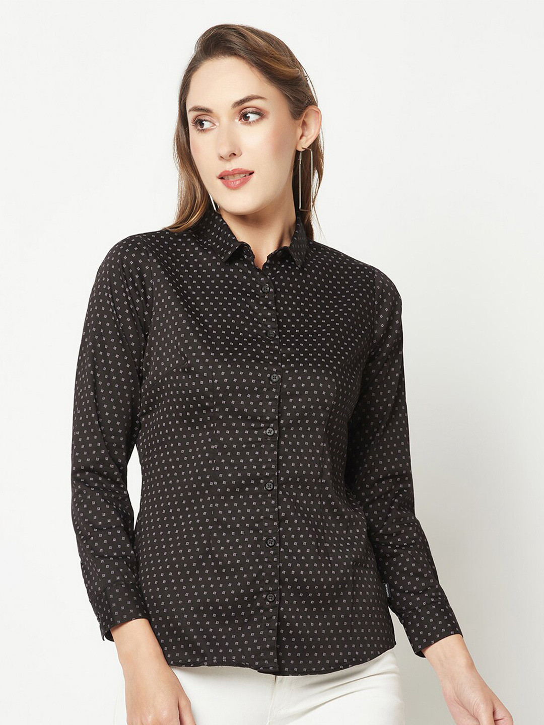 

Crimsoune Club Comfort Micro Ditsy Printed Casual Shirt, Black