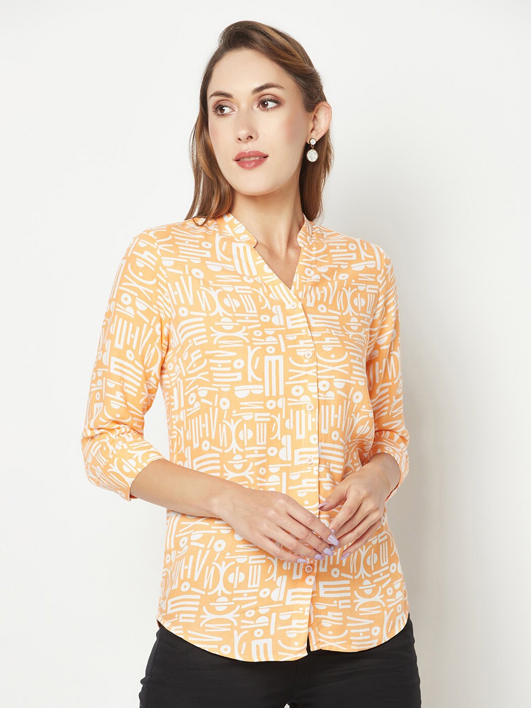 

Crimsoune Club Slim Fit Printed Casual Shirt, Orange