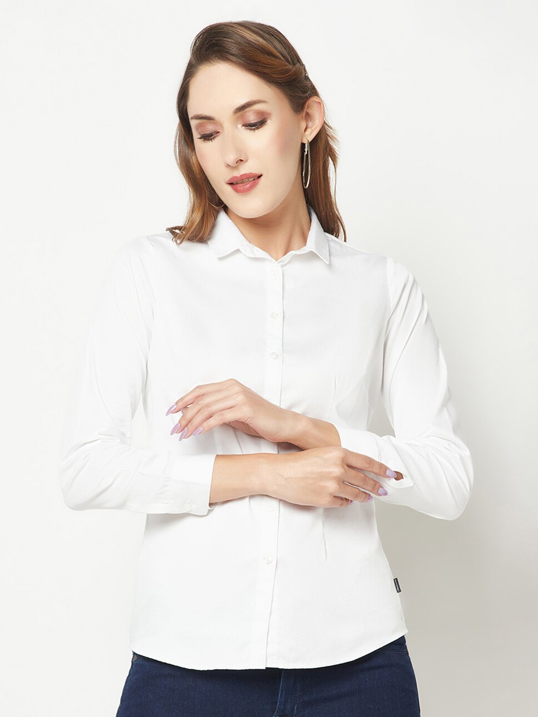 

Crimsoune Club Comfort Spread Collar Pure Cotton Formal Shirt, White