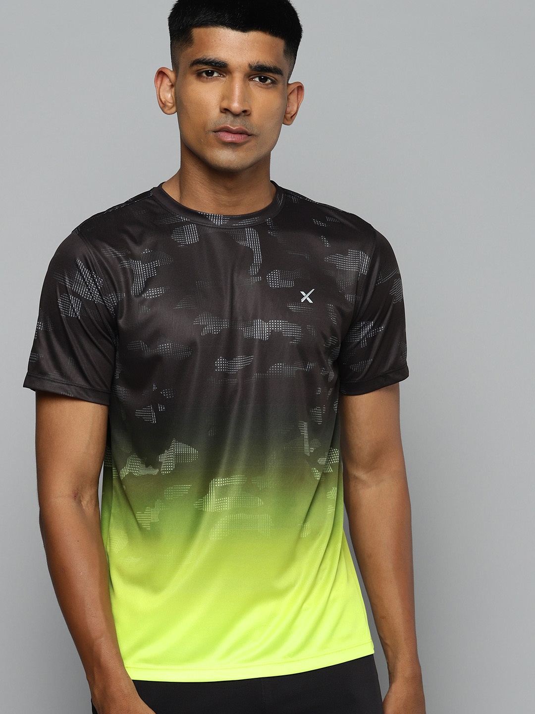 

HRX by Hrithik Roshan Printed Colourblocked Running T-shirt, Lime green