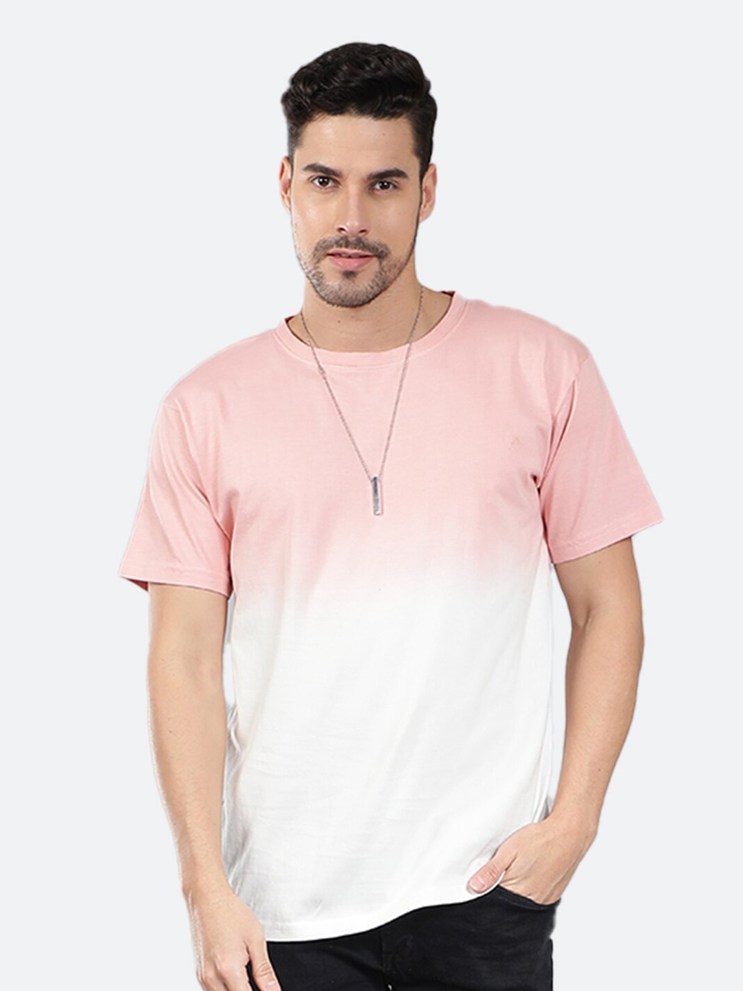 

Mad Over Print Tie and Dye Cotton T-shirt, Peach
