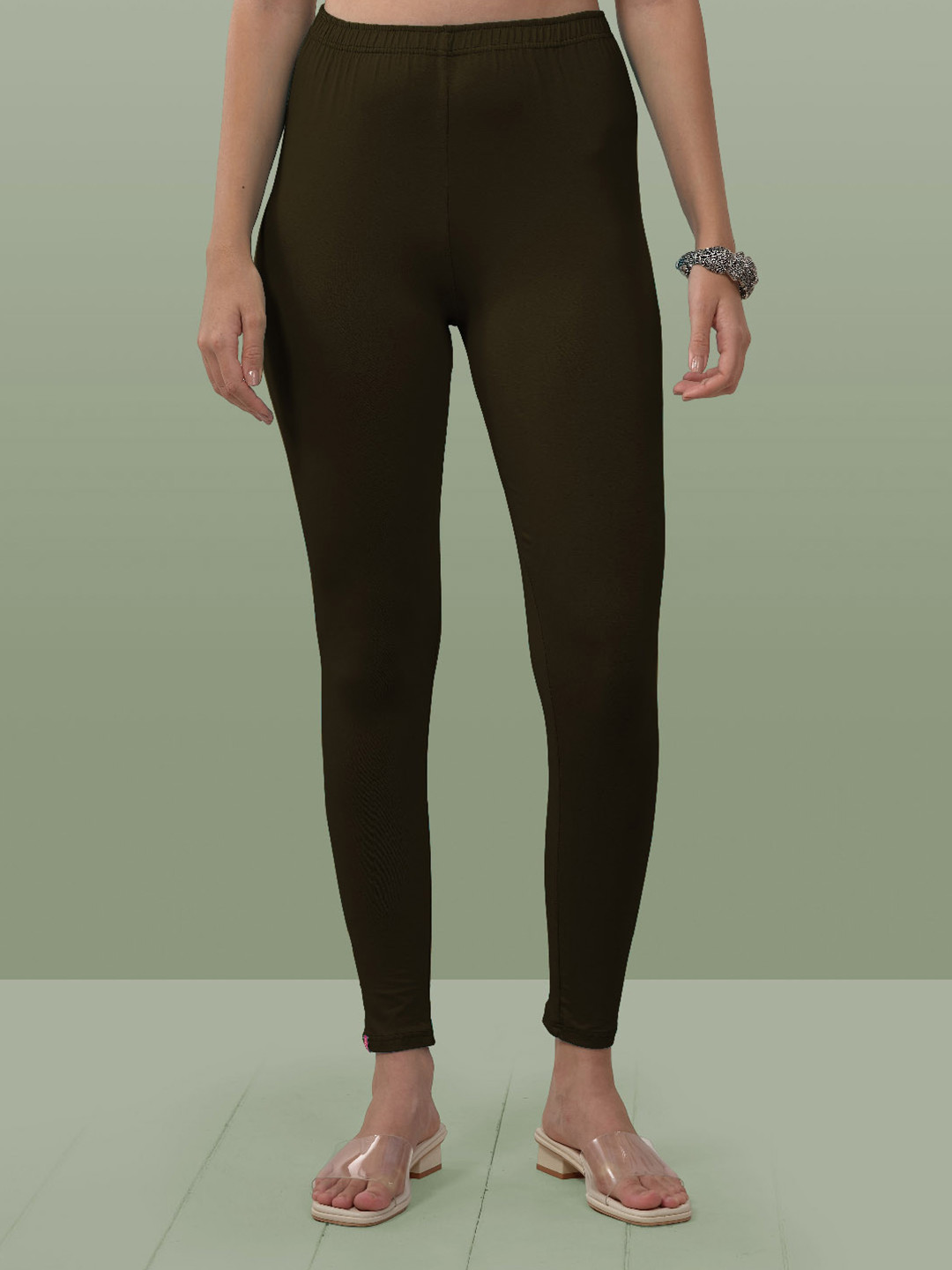 

LYRA Women 4-Way Stretch Ankle-Length Leggings, Olive