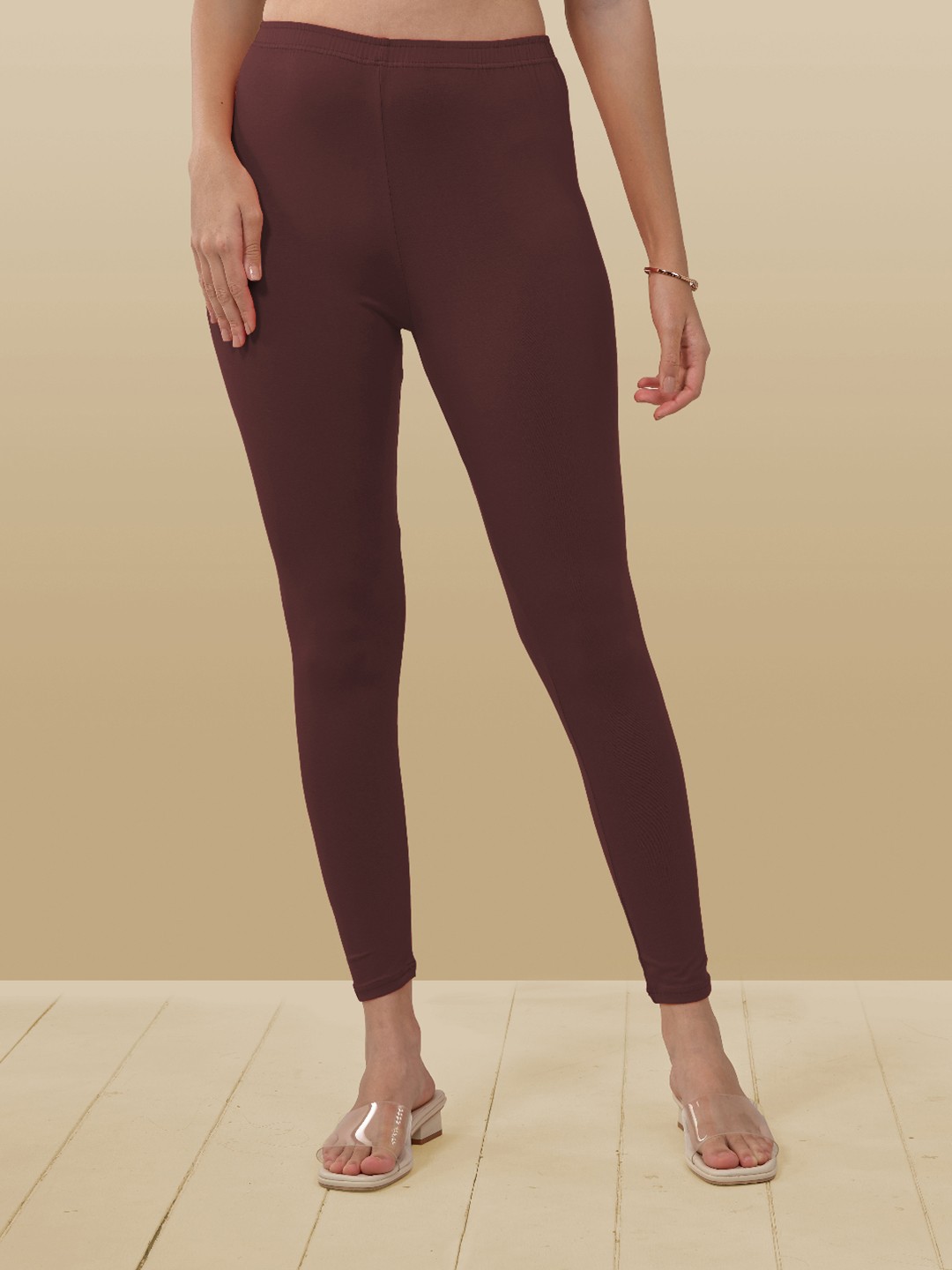 

LYRA Women 4-Way Stretch Ankle-Length Leggings, Brown
