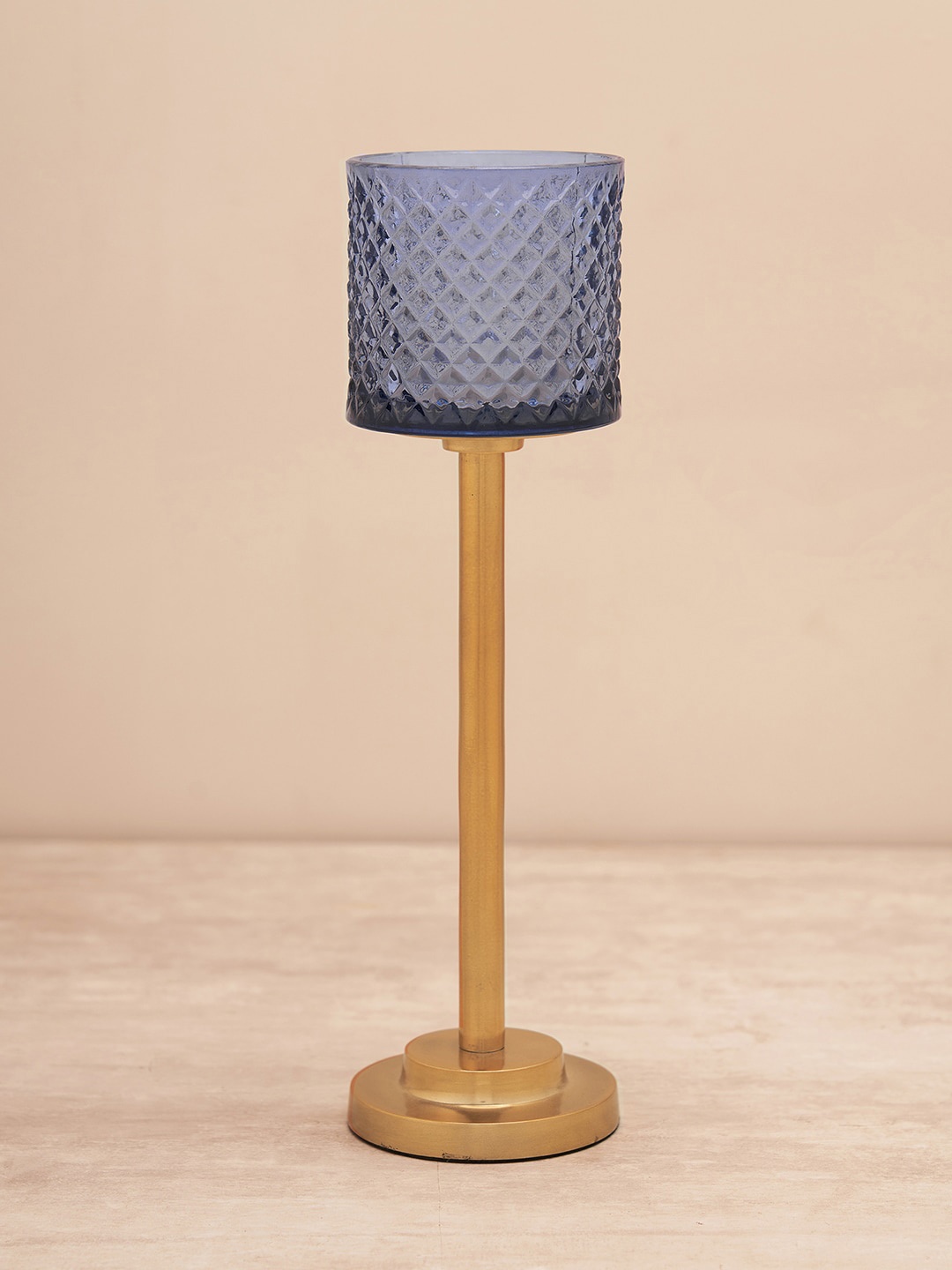 

Pure Home and Living Blue & Gold-toned Textured Candle Holder
