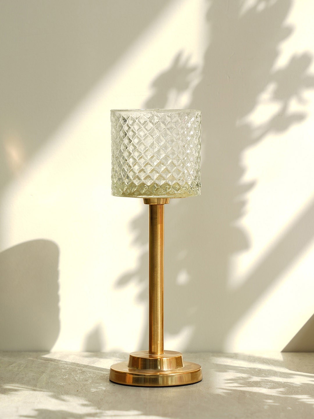 

Pure Home and Living Textured Diamond Cut Votive Holder, Transparent