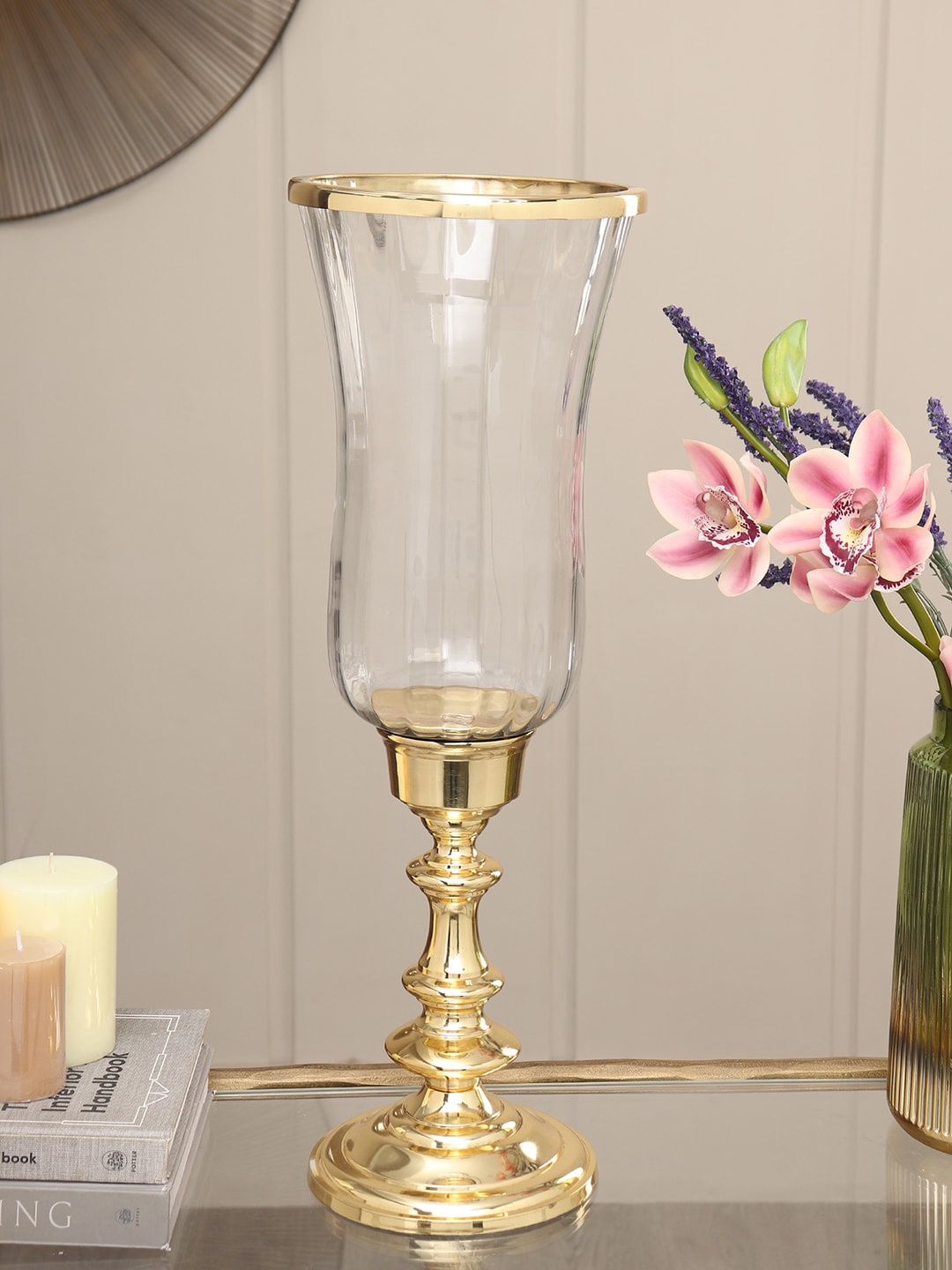 

Pure Home and Living Gold-Plated & Transparent Glass Hurricane