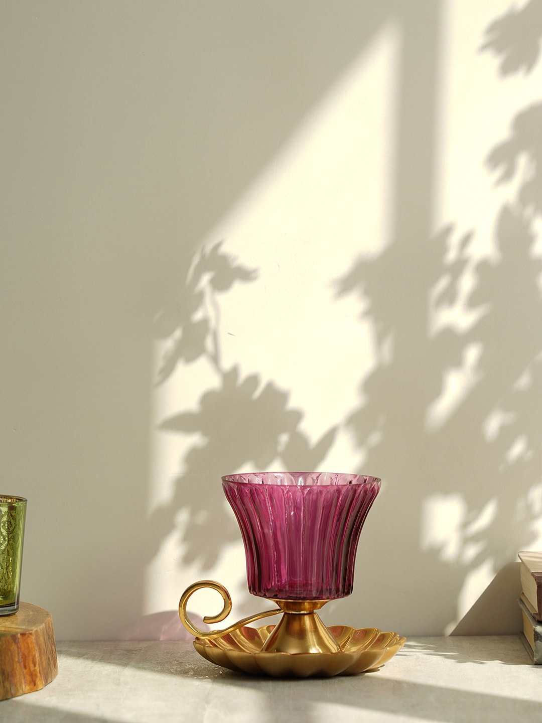

Pure Home and Living Purple & Gold-Toned Textured Glass Votive Holder