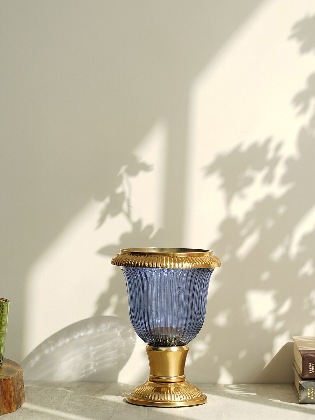 

Pure Home and Living Blue Textured Ribbed Hurricane Holder