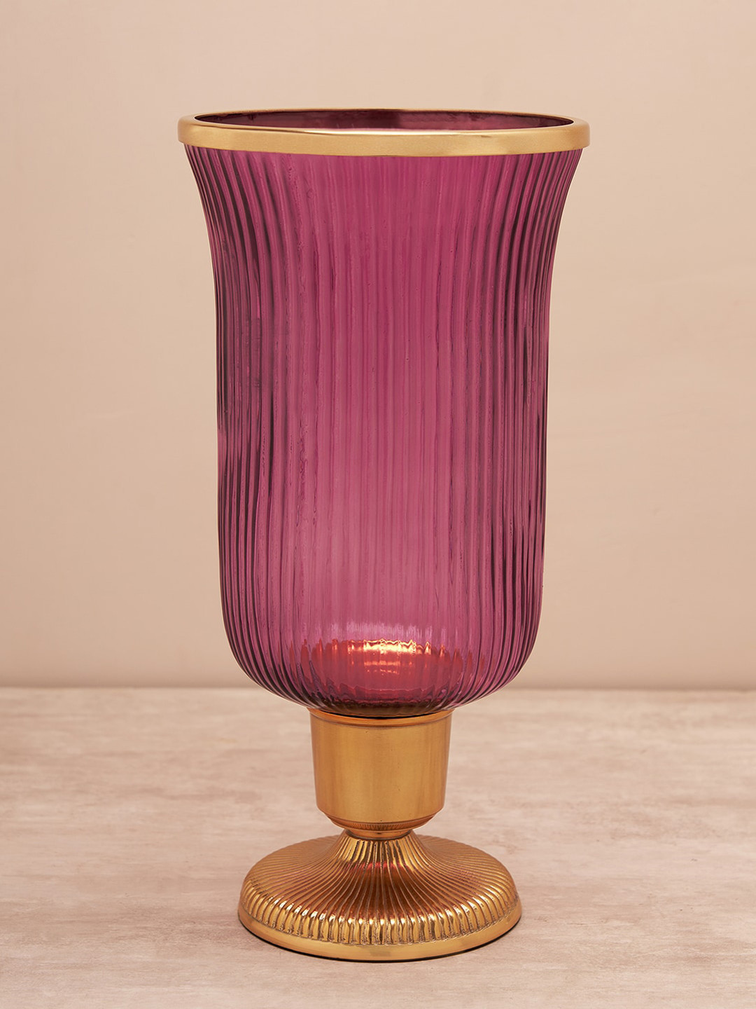 

Pure Home and Living Purple & Gold-Toned Textured Candle Holder