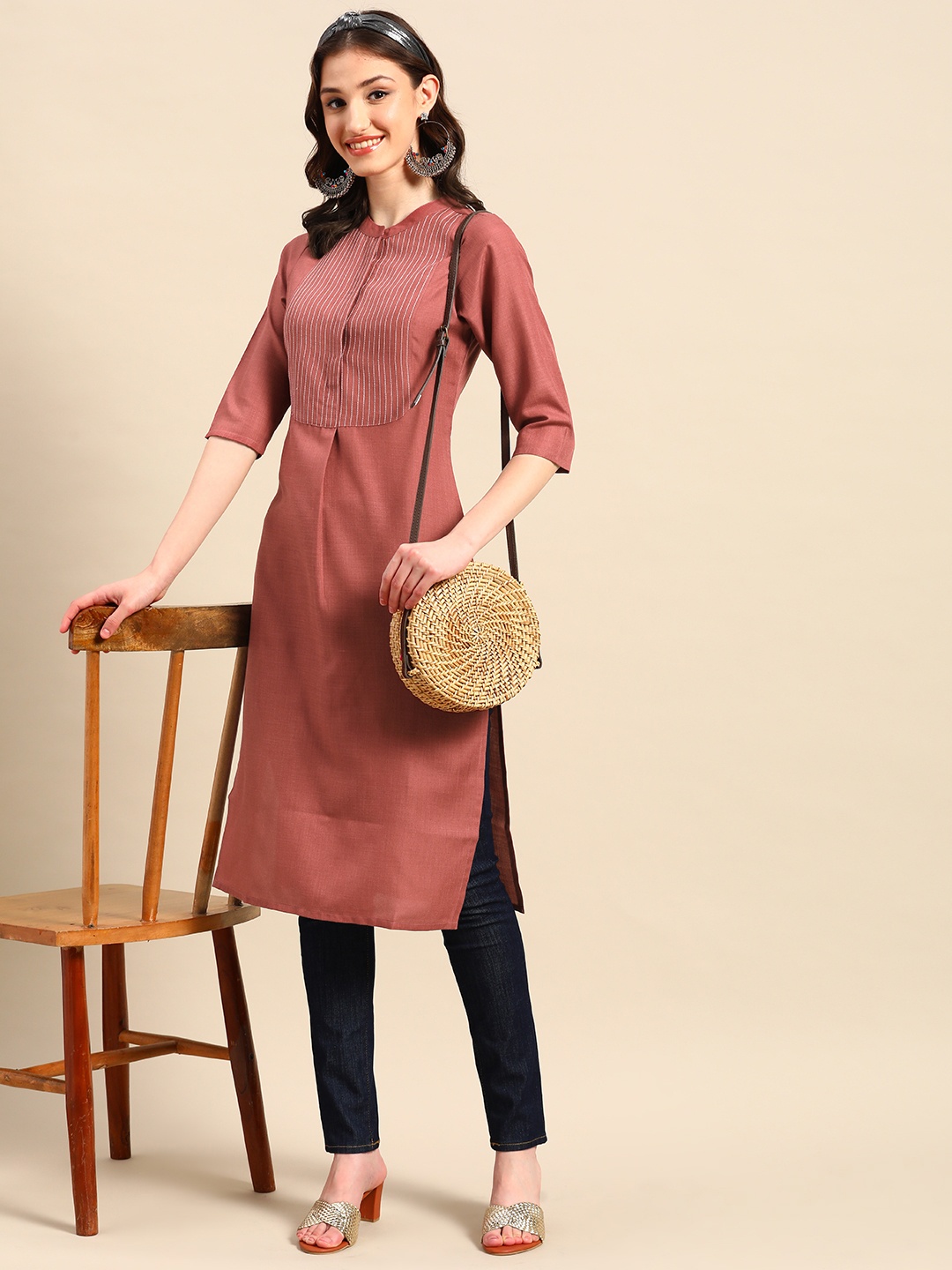 

Sangria Striped Kurta, Rust