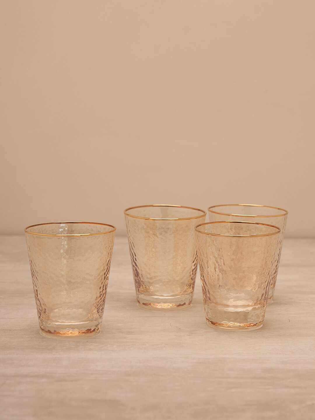 

Pure Home and Living Brown 4 Pcs Textured Hammered Glass Tumblers