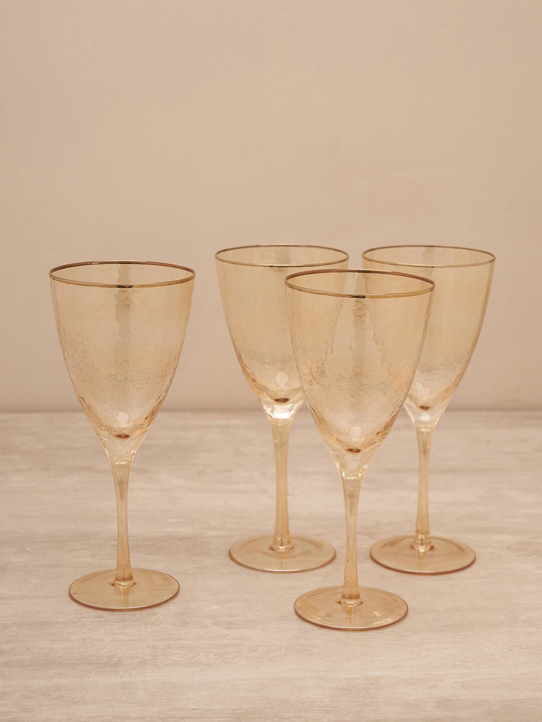 

Pure Home and Living Brown 4 Pcs Textured Hammered Wine Glass