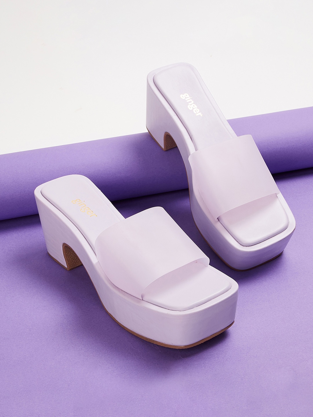 

Ginger by Lifestyle Square Toe Platform Heels, Lavender