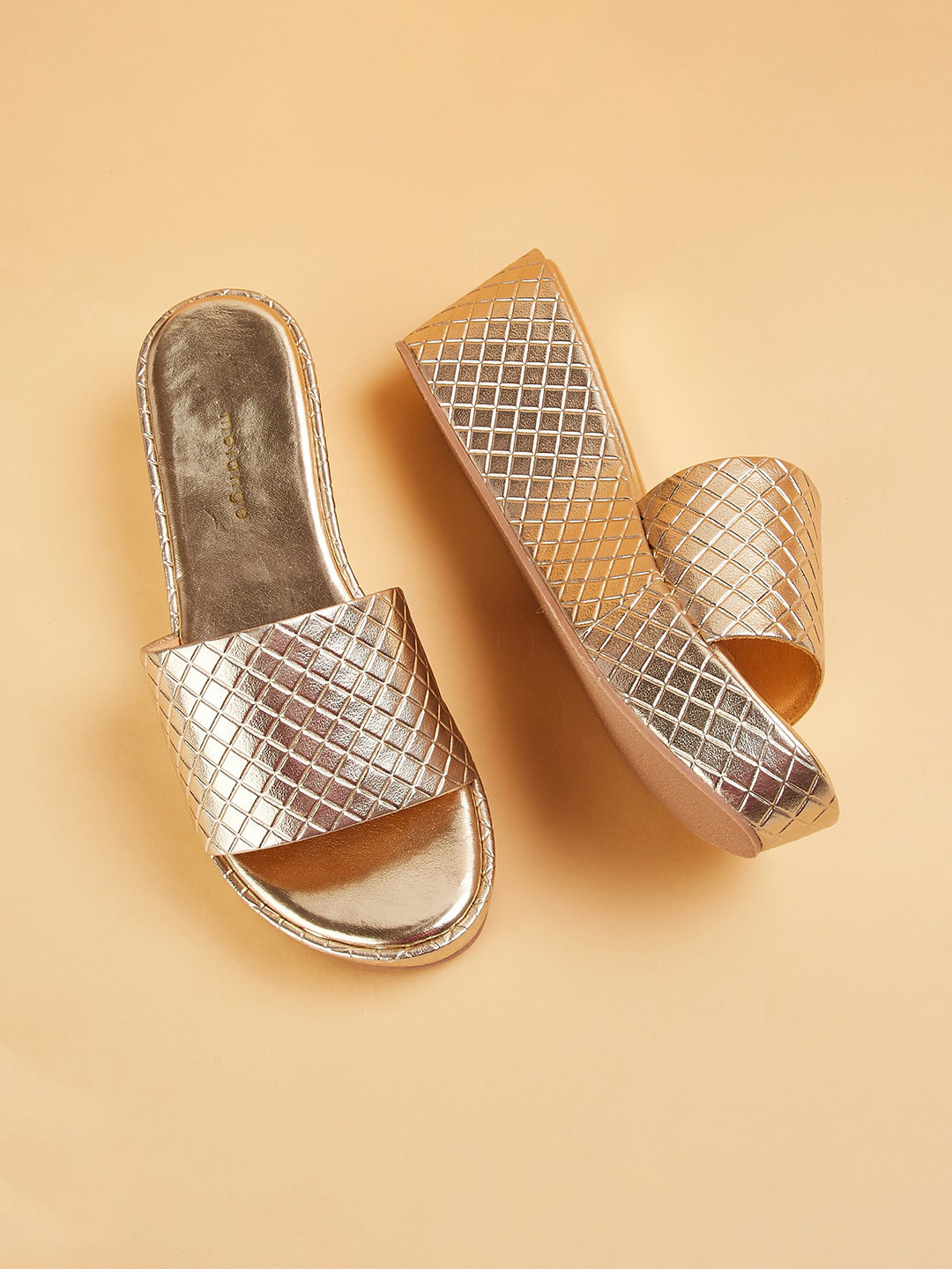 

Melange by Lifestyle Textured Open Toe Wedges Heels, Gold