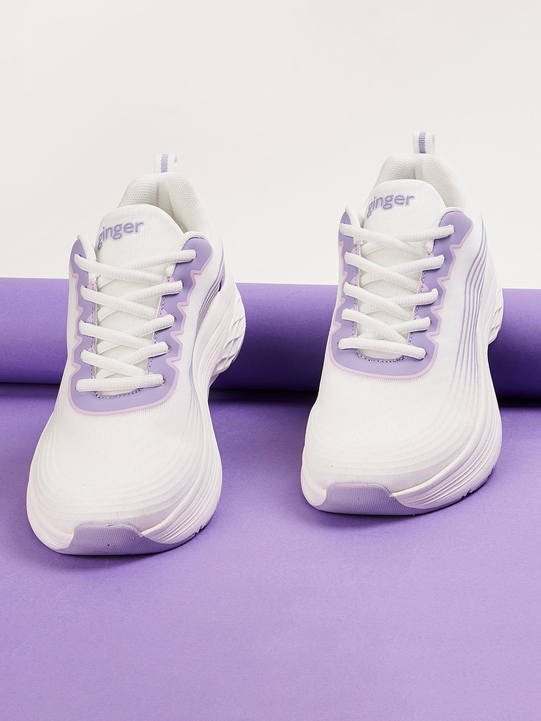 

Ginger by Lifestyle Women Woven Design Lace-Up Sneakers, White