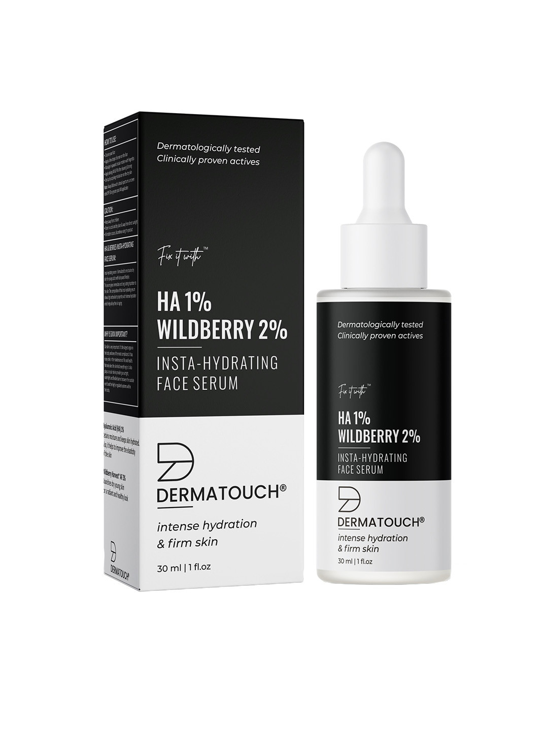 

Dermatouch Fix It With 1% Hyaluronic Acid & 2% Wildberry Insta-Hydrating Face Serum-30 ml, White