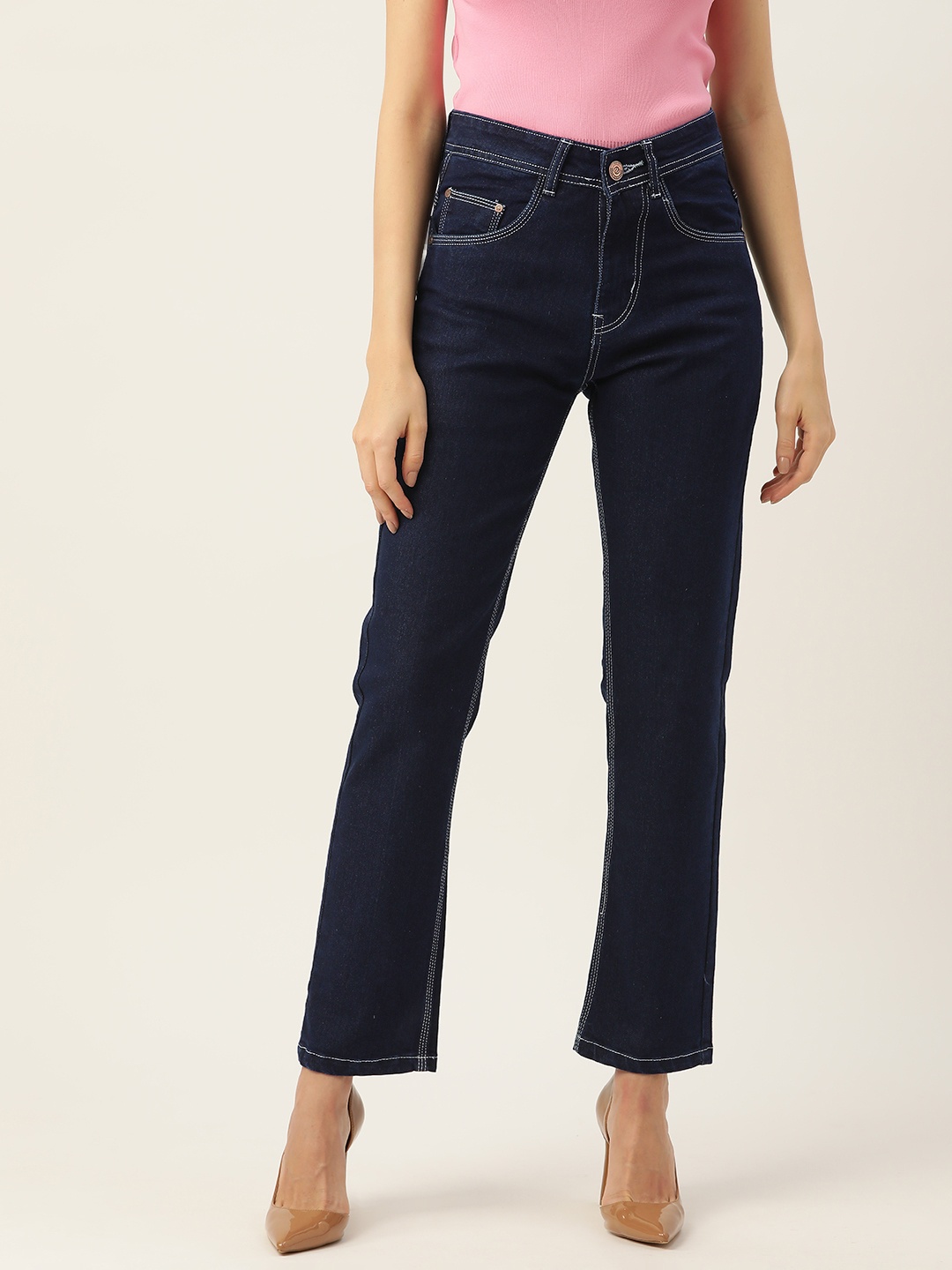 

PARIS HAMILTON Women Boyfriend Fit High Rise Denim Stretchable Jeans, Blue