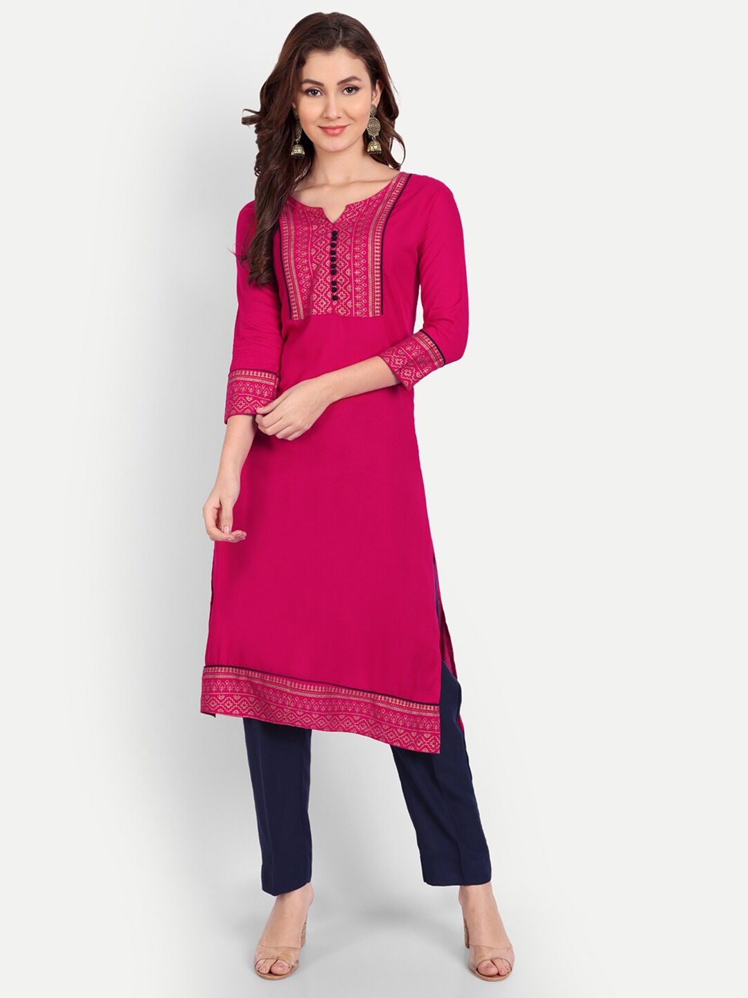 

Karagwals fab Ethnic Motifs Yoke Design Kurta, Pink