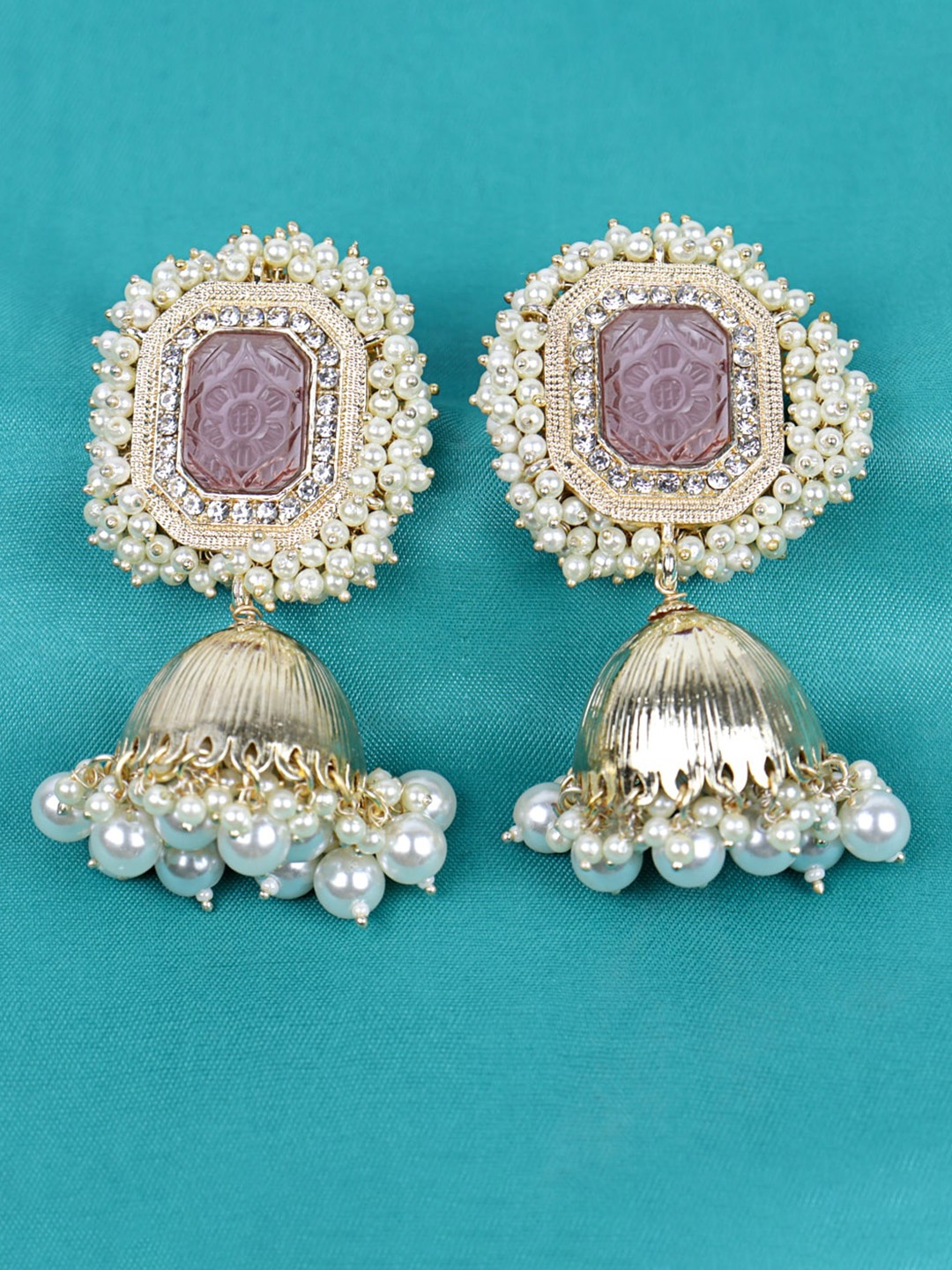 

Krelin Gold-Plated Classic Jhumkas Earrings, Pink