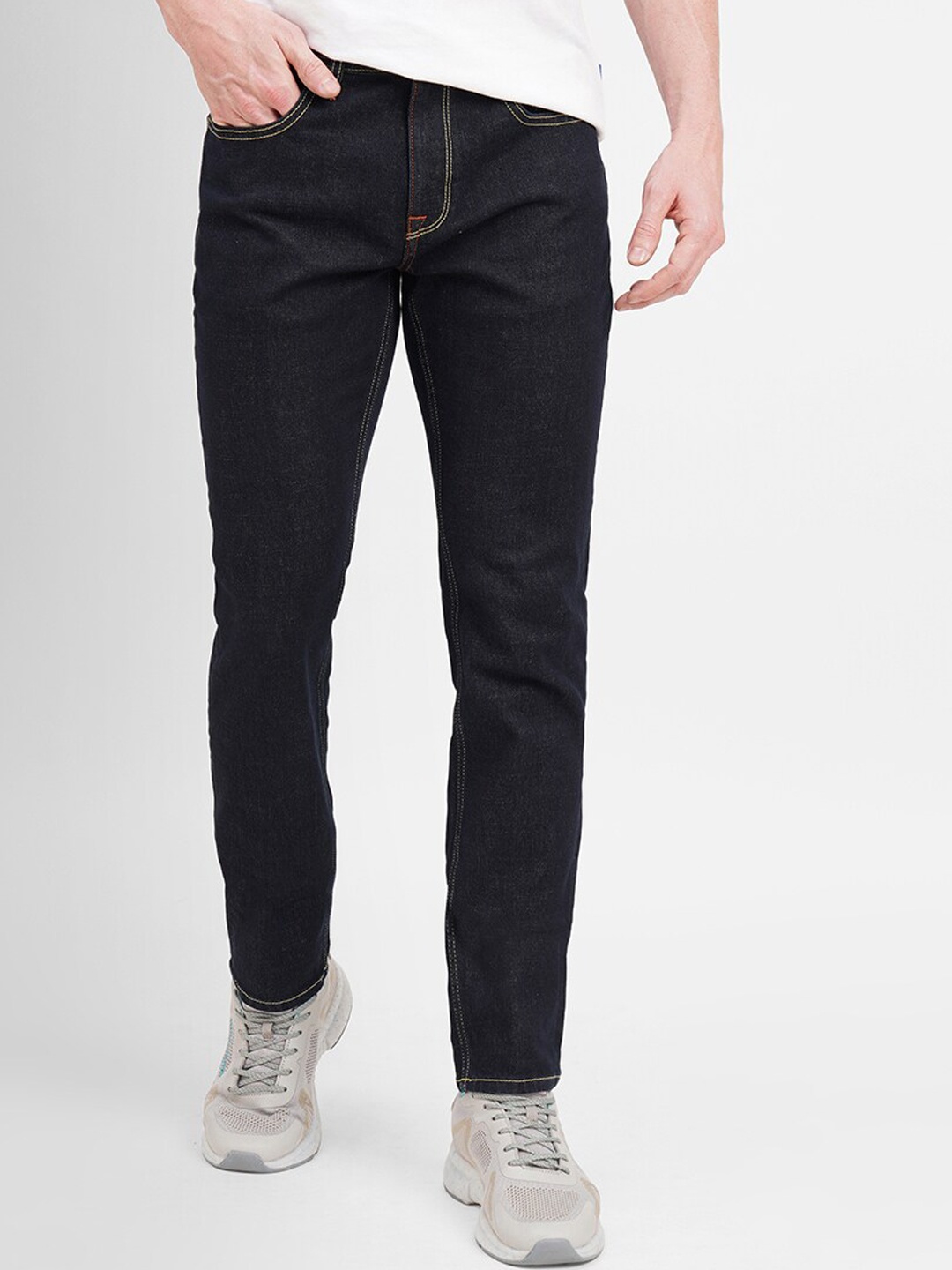 

Jack & Jones Men Slim Fit Dark Shade Mid-Rise Cotton Jeans, Navy blue
