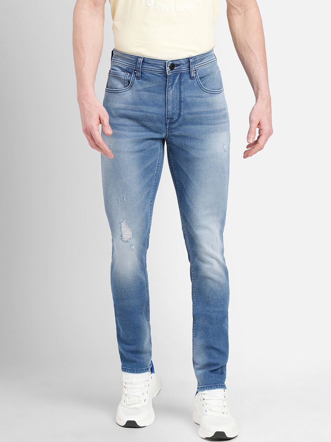 

Jack & Jones Men Skinny Fit Mildly Ripped Heavy Fade Stretchable Cotton Jeans, Blue