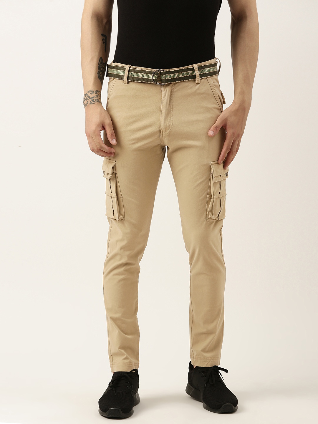 

Sports52 wear Men Pure Cotton Tailored Cargos, Khaki