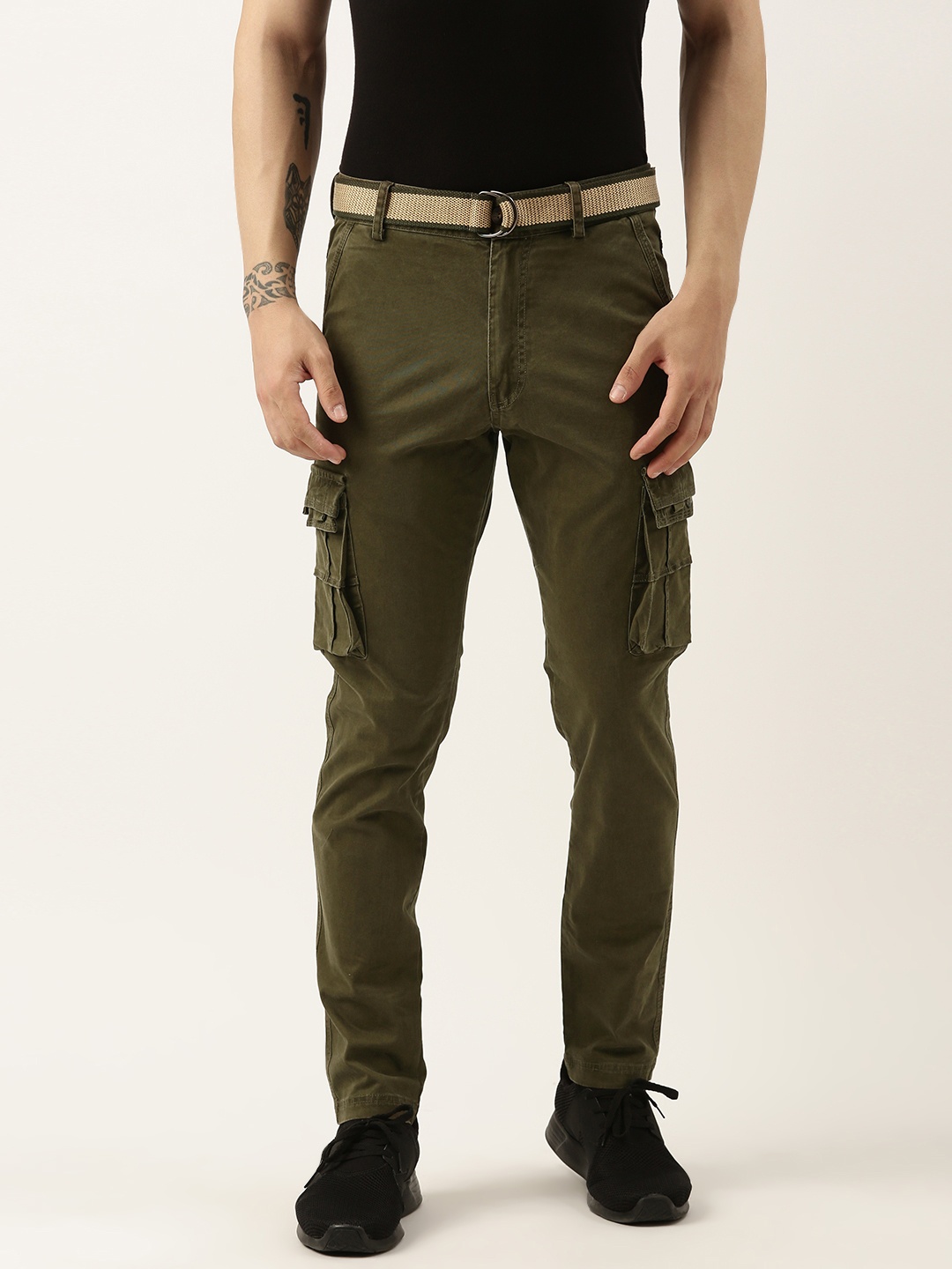 

Sports52 wear Men Pure Cotton Tailored Cargos, Olive