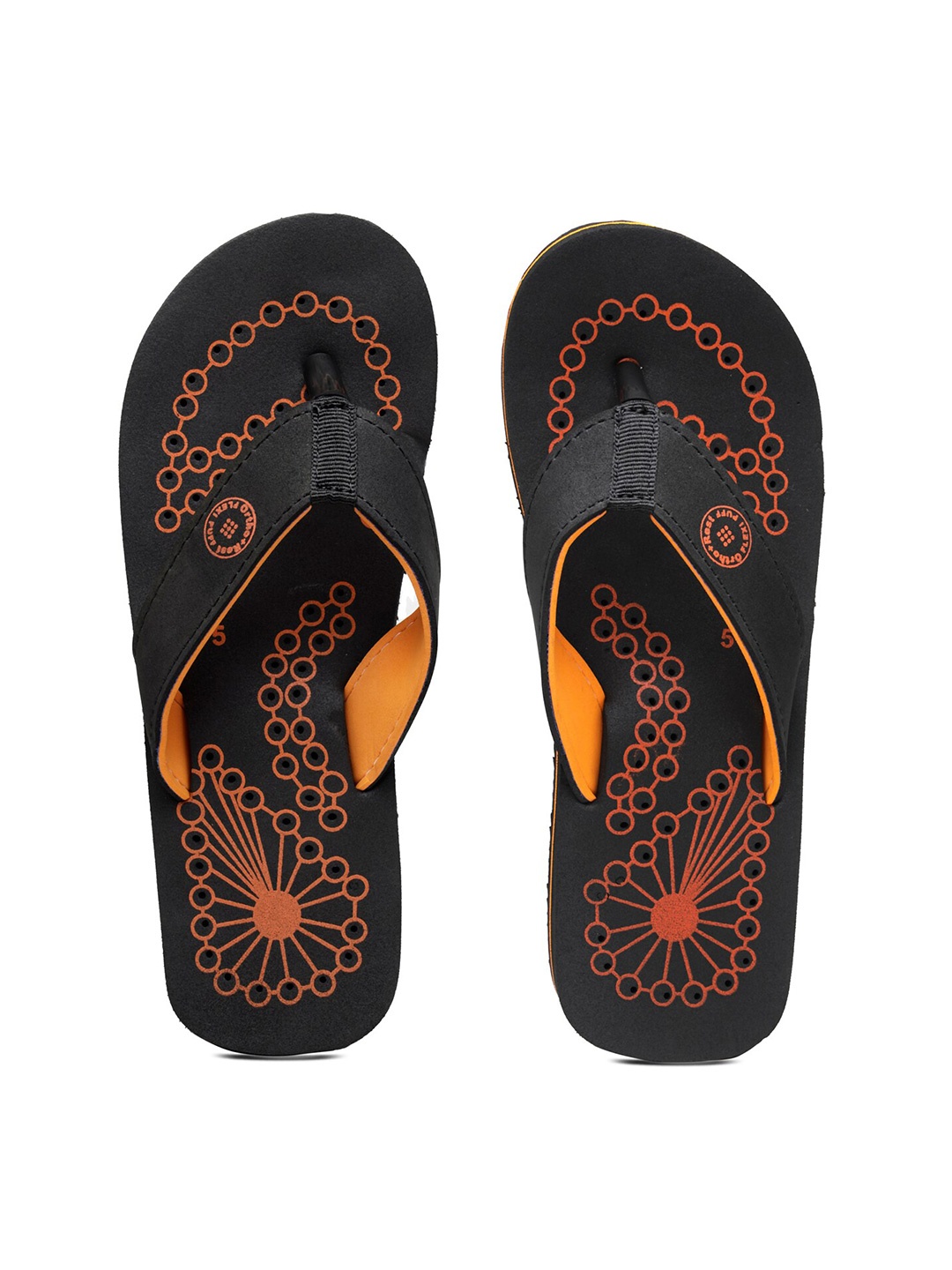 

Ortho Rest Women Printed Thong Flip-Flops, Black