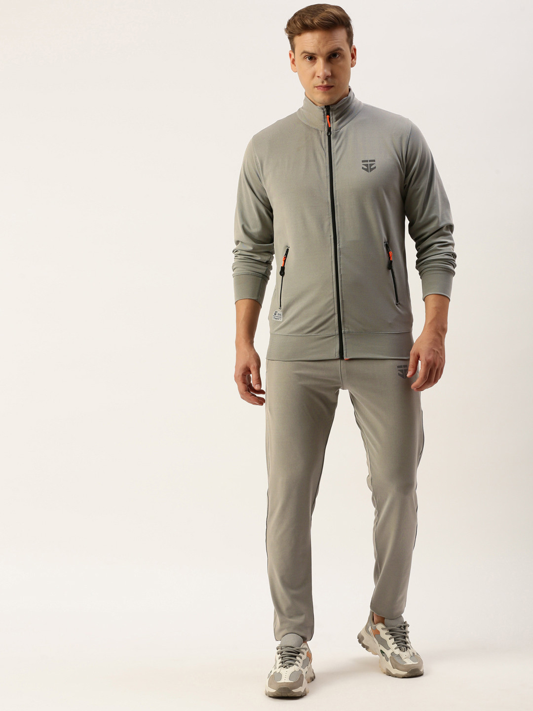 

Sports52 wear Men Brand Logo Minimal Printed Training Tracksuit, Grey