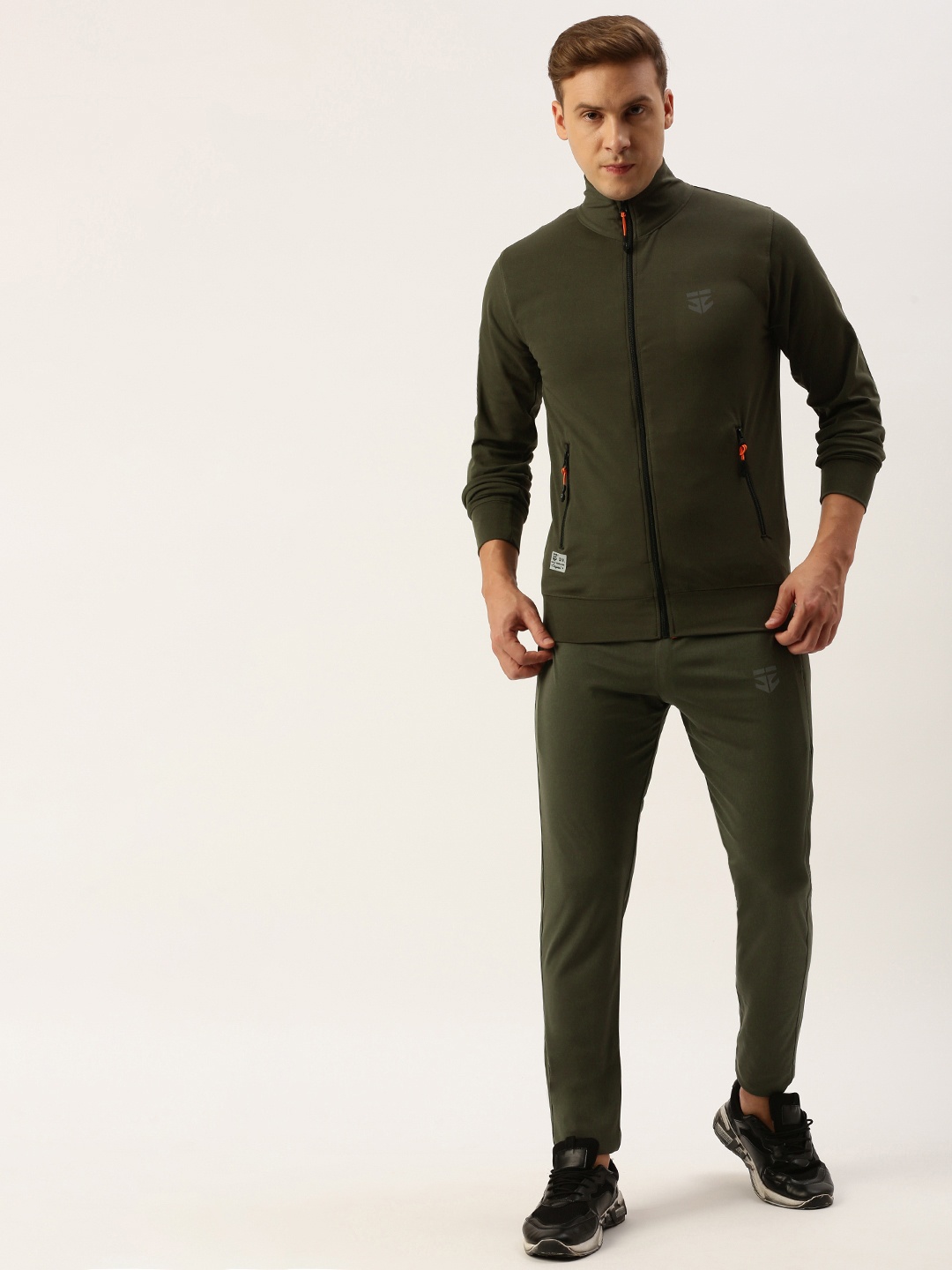 

Sports52 wear Men Brand Logo Minimal Printed Training Tracksuit, Olive