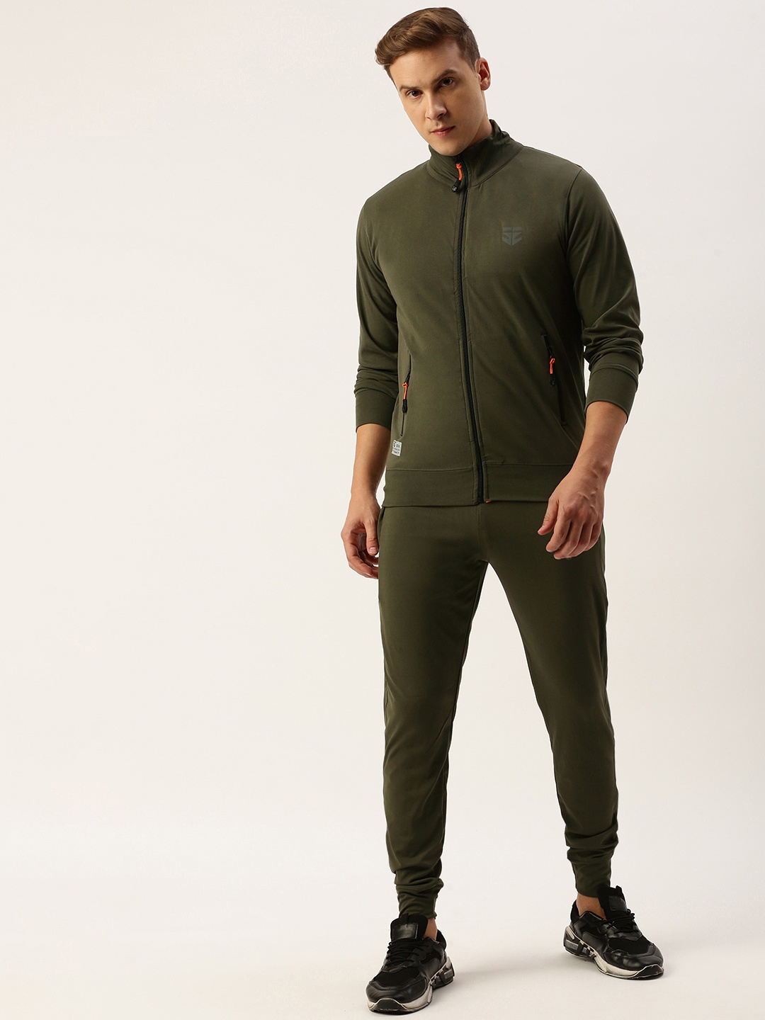 

Sports52 wear Men Brand Logo Minimal Printed Training Tracksuit, Olive