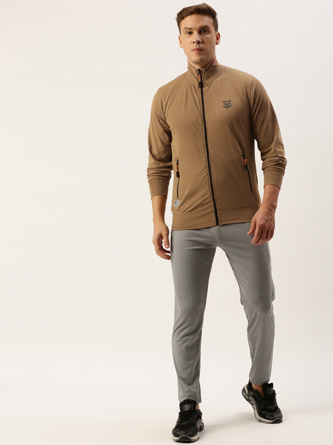 

Sports52 wear Men Brand Logo Minimal Printed Training Tracksuit, Brown