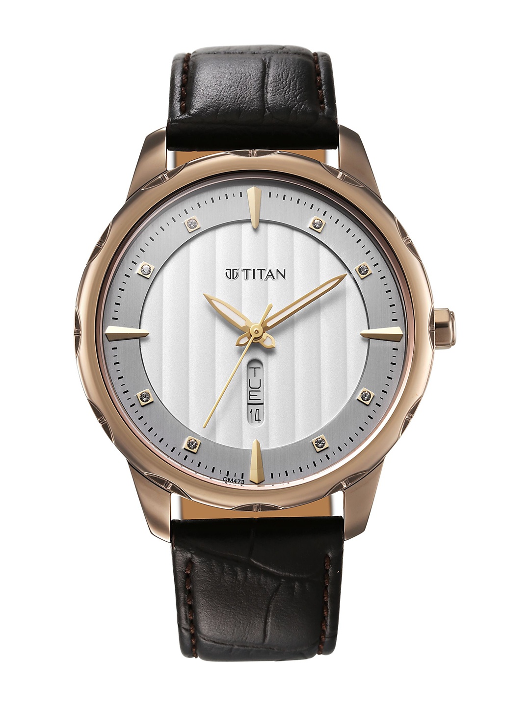 

Titan Men Leather Textured Straps Analogue Watch 1875QL01, Brown