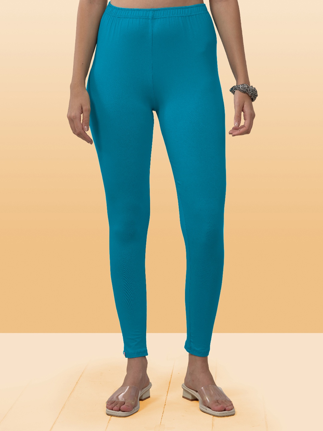 

LYRA 4-Way Stretch Sculpting Seam Mid Rise Ankle Length Leggings, Blue