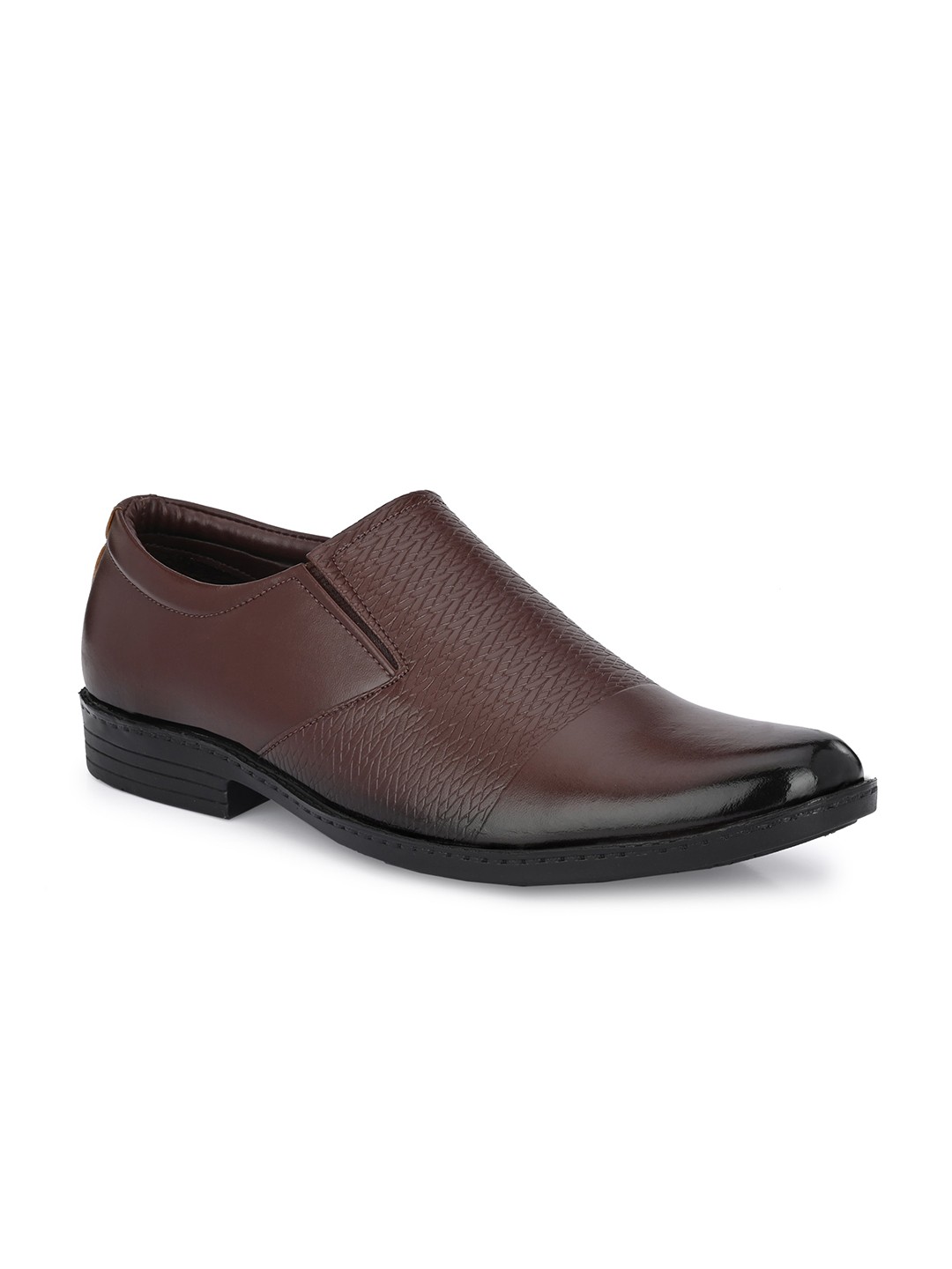 

Azzaro Black Men Textured Formal Slip-On Shoes, Brown