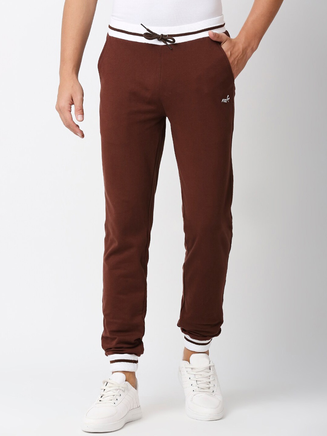 

FiTZ Men Slim-Fit Running Sports Joggers, Brown