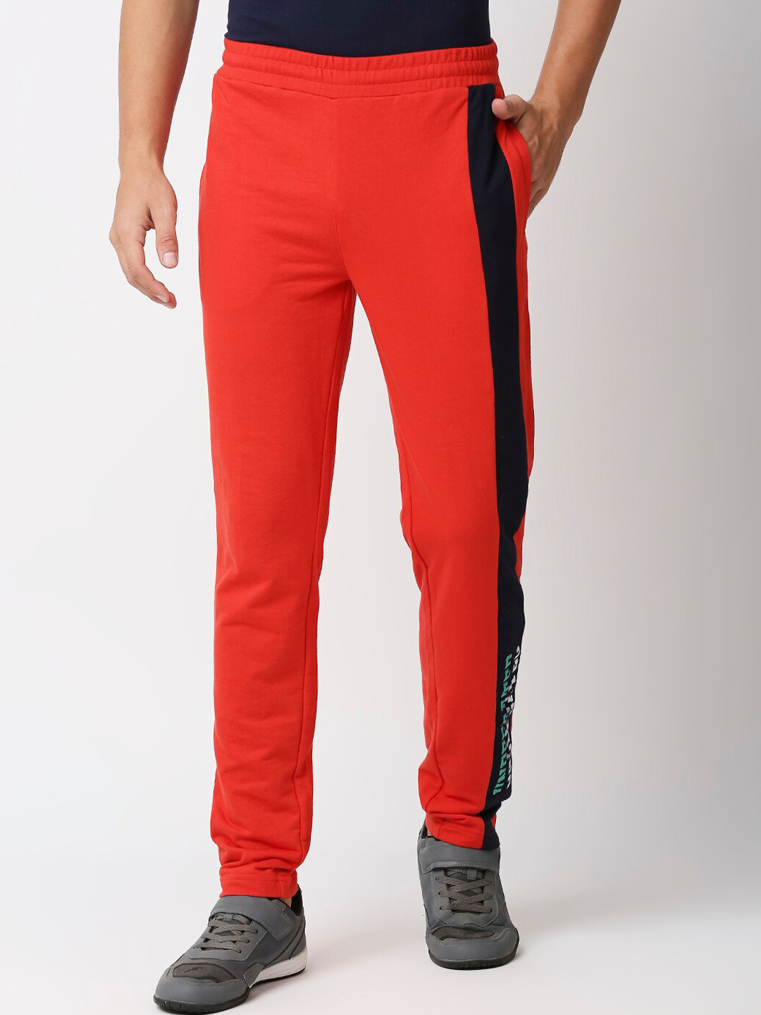 

FiTZ Men Slim-Fit Running Sports Track Pants, Red