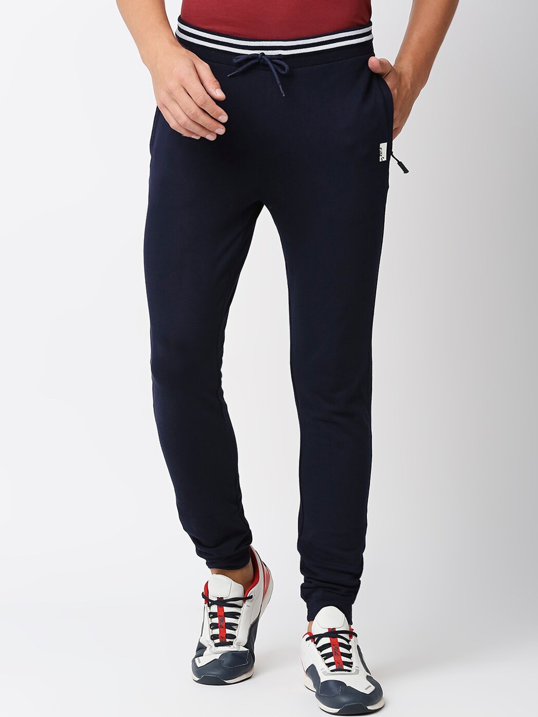 

FiTZ Men Slim-Fit Running Sports Track Pants, Navy blue