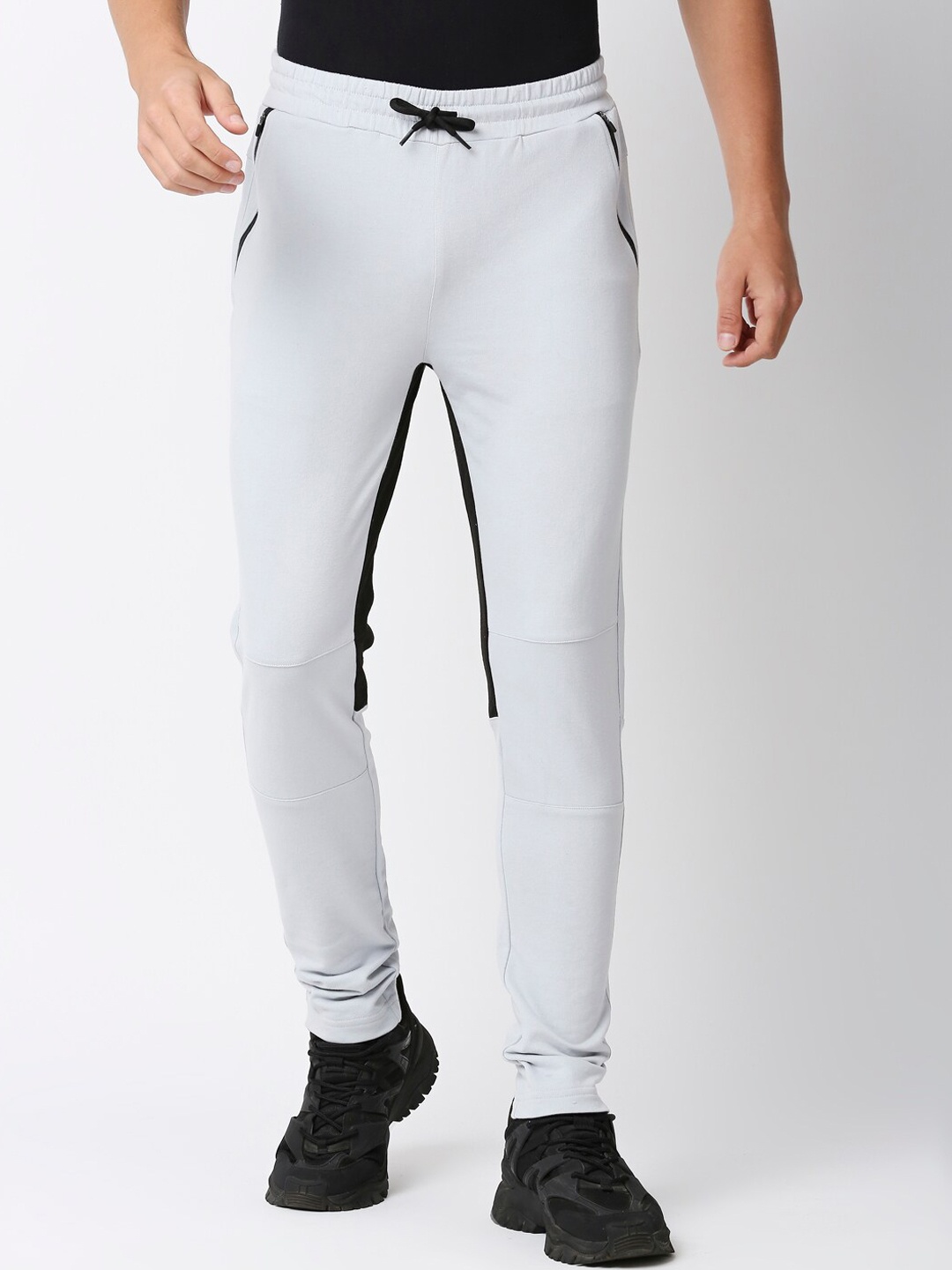 

FiTZ Men Colourblocked Details Slim Fit Track Pants, Grey