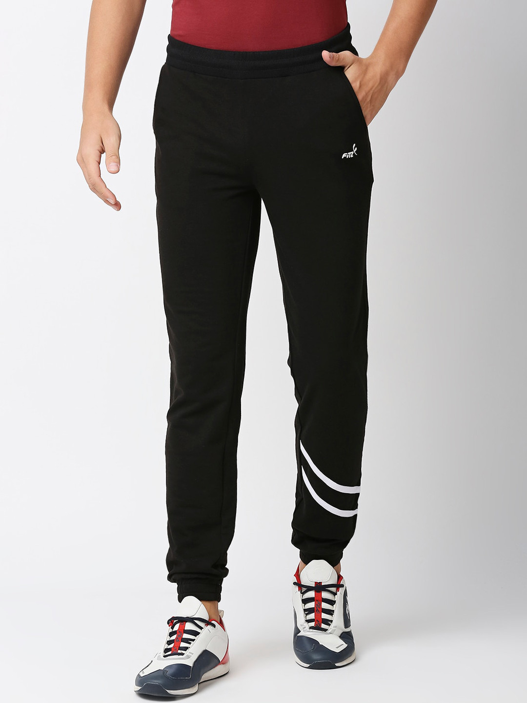 

FiTZ Men Brand Logo Printed Slim-Fit Joggers, Black