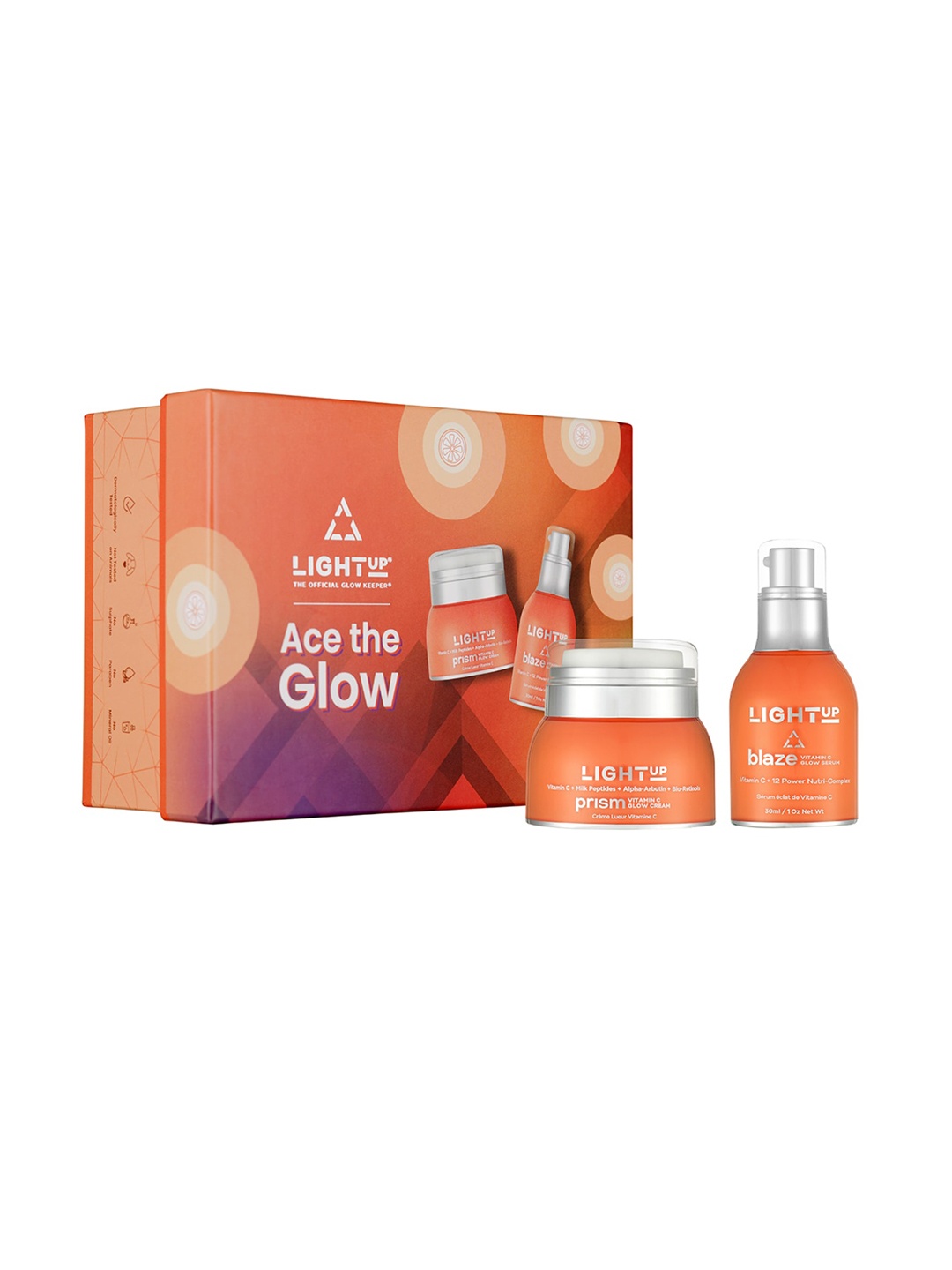 

LIGHT UP Ace The Glow Set Of 2 Skin Care Gift Set, Orange