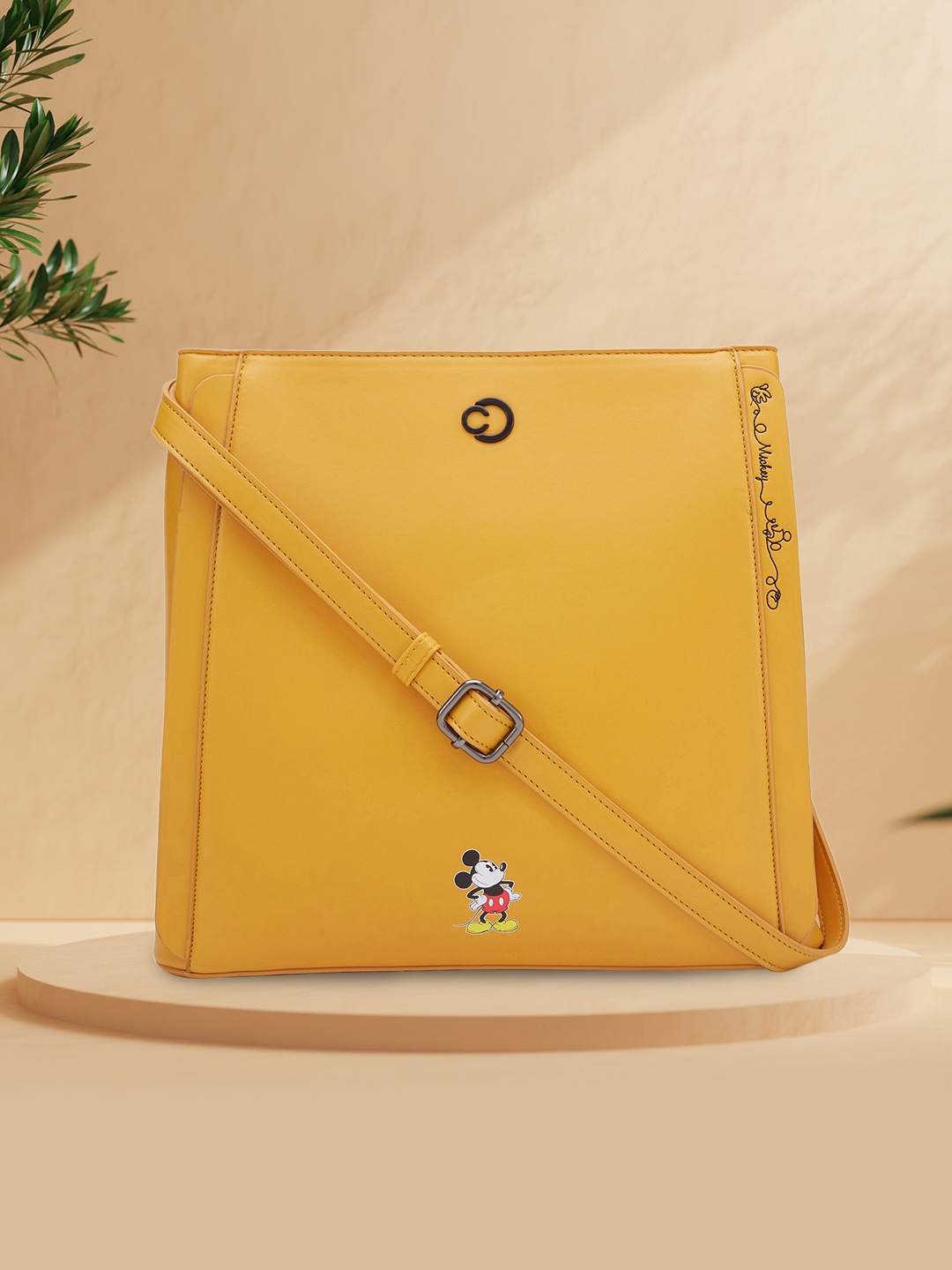 

Caprese Disney inspired Yellow printed Mickey Mouse collection Large Crossbody bag