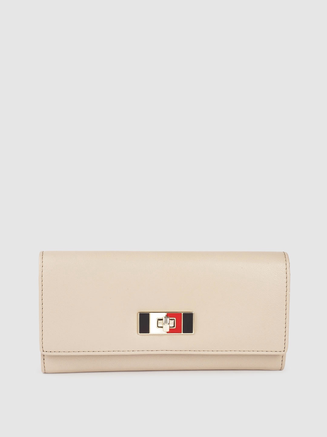 

Tommy Hilfiger Women Beige & Red Leather Two Fold Wallet