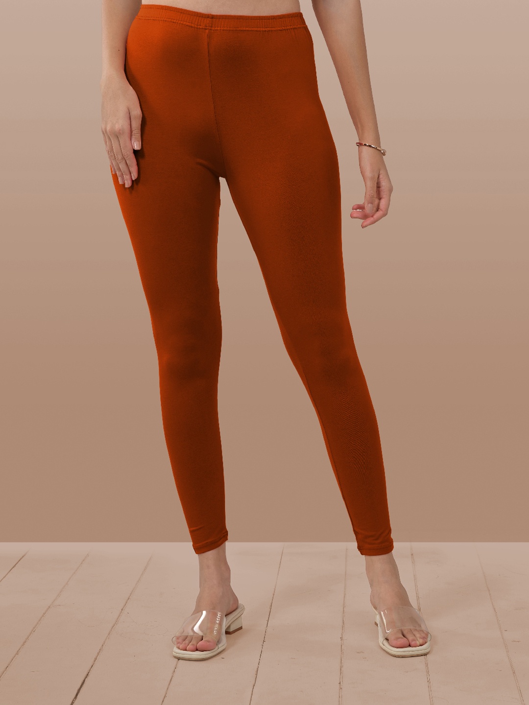 

LYRA 4-Way Stretch Sculpting Seam Mid Rise Ankle Length Leggings, Rust