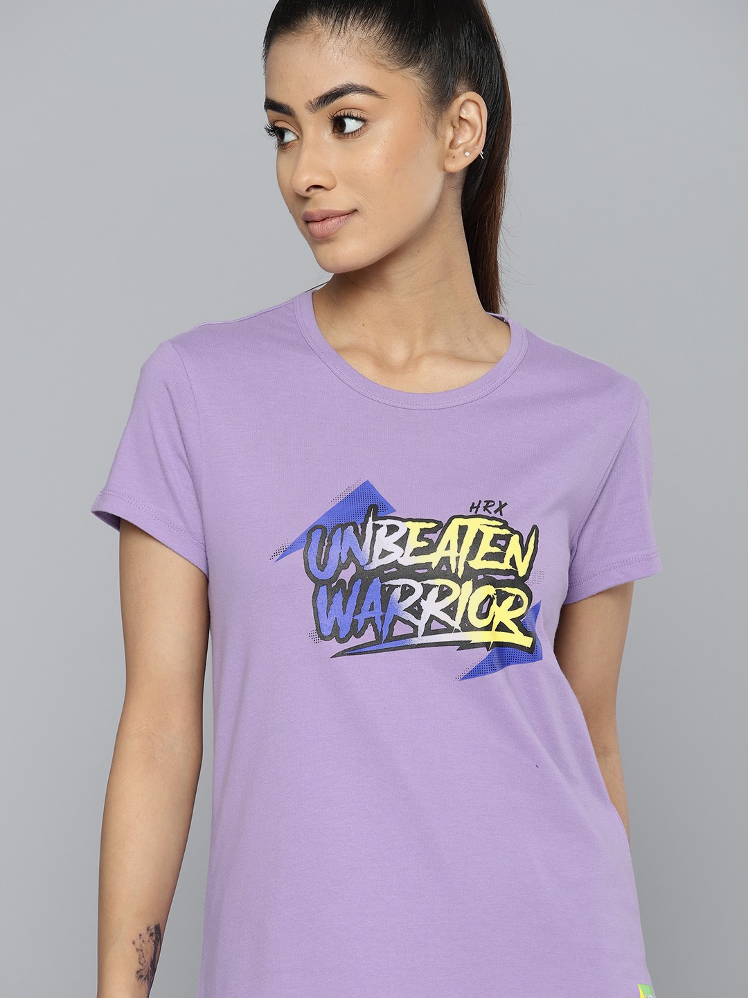 

HRX by Hrithik Roshan Typography Printed Pure Cotton T-shirt, Violet